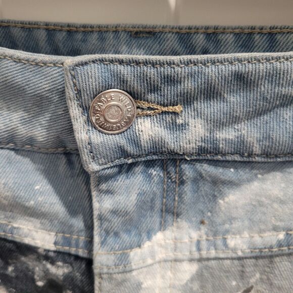 Hand Painted Denim Mini Skirt size 12 Daisy Field patchwork One of a Kind Rare - Picture 4 of 12